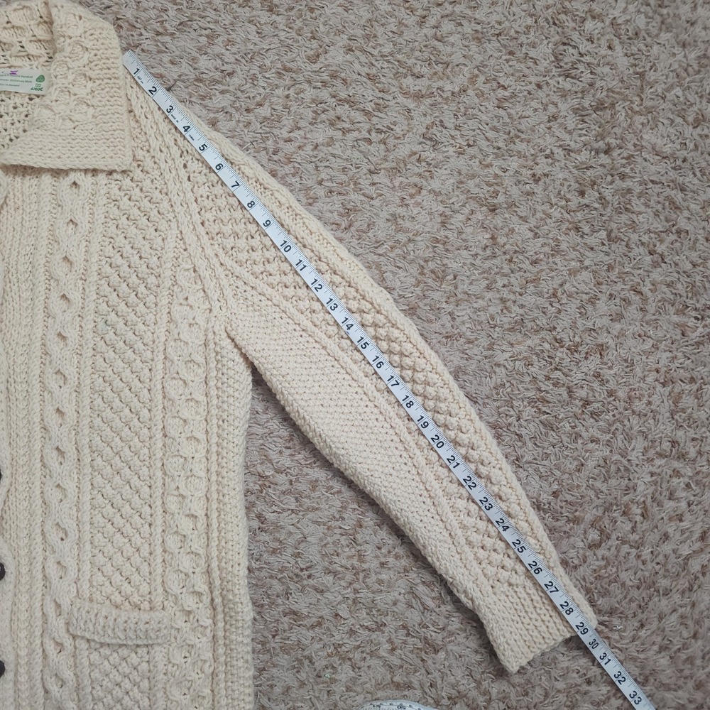 Handknit Garment Exclusively Made in Donegal Pure Wool Cable Womens M Cardigan - Picture 9 of 10